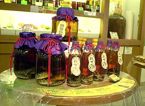 The more expensive bottles of awamori liquor include a well-preserved habu snake coiled inside