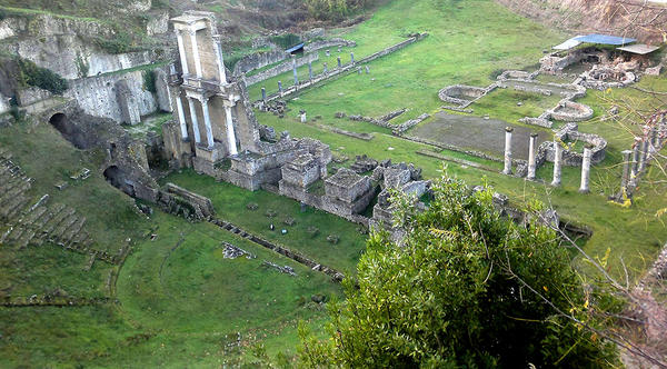 Etruscan walls and ruins of ancient Roman theatre